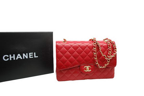 AAA Chanel Jumbo Double Flaps Bag Red Original Caviar Leather A36097 Gold Online